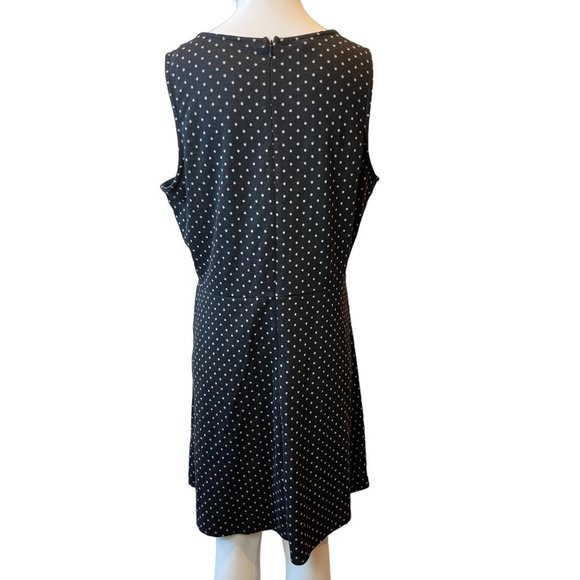 Maurices Womens Sheath Dress Polka Dots Pockets Front Round Neck Black White XL - Picture 3 of 9